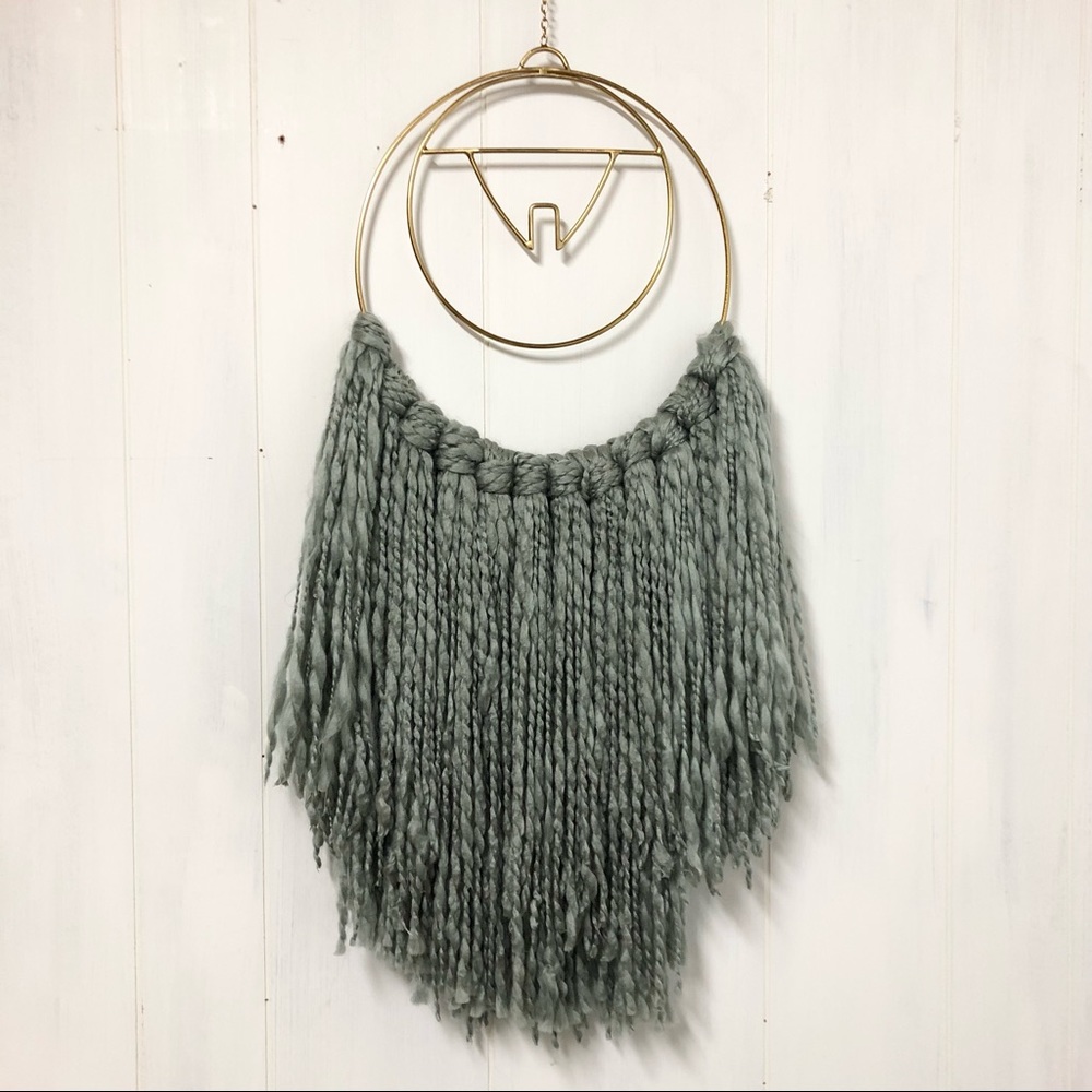 Yarn and Gold Tone Metal Wall Hanging